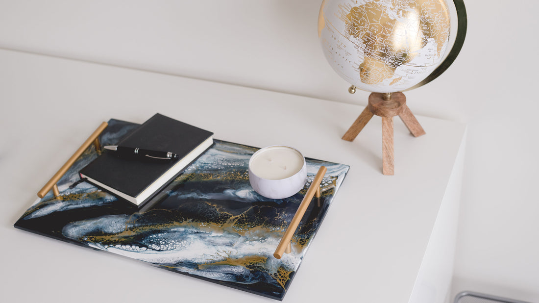 resin tray on office desk