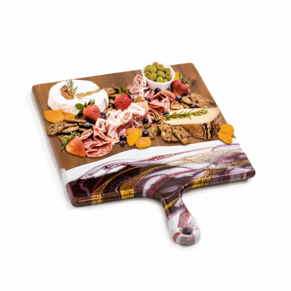 xl acacia cheese board accented with resin