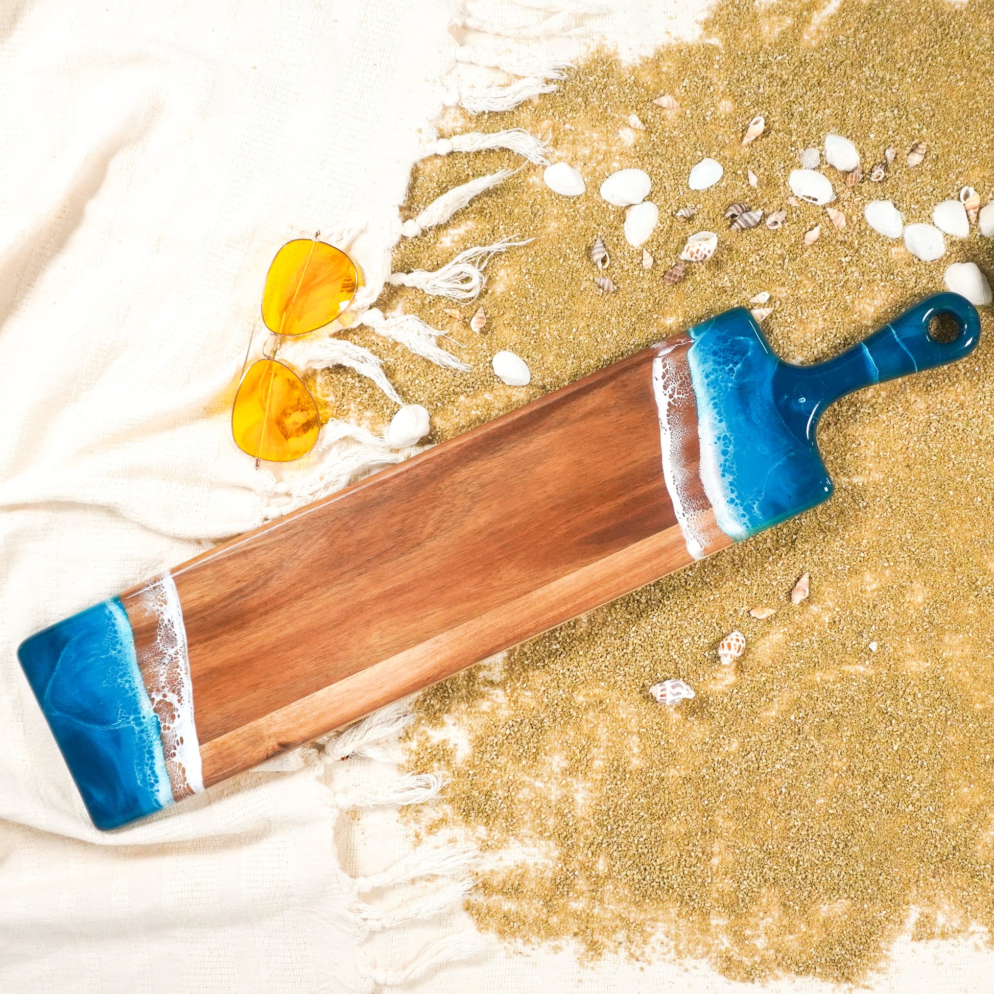 baguette acacia board accented with resin