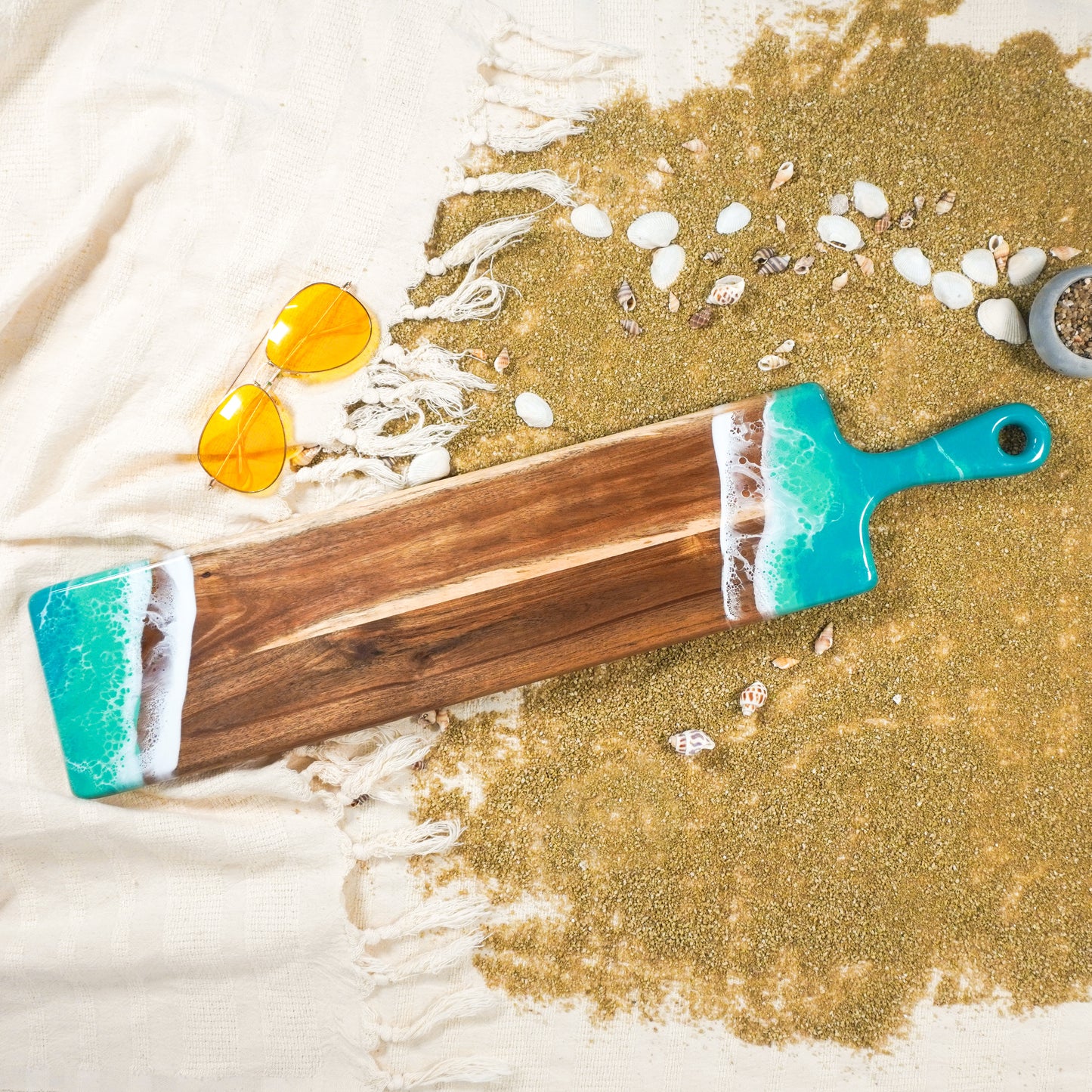 baguette acacia board accented with resin