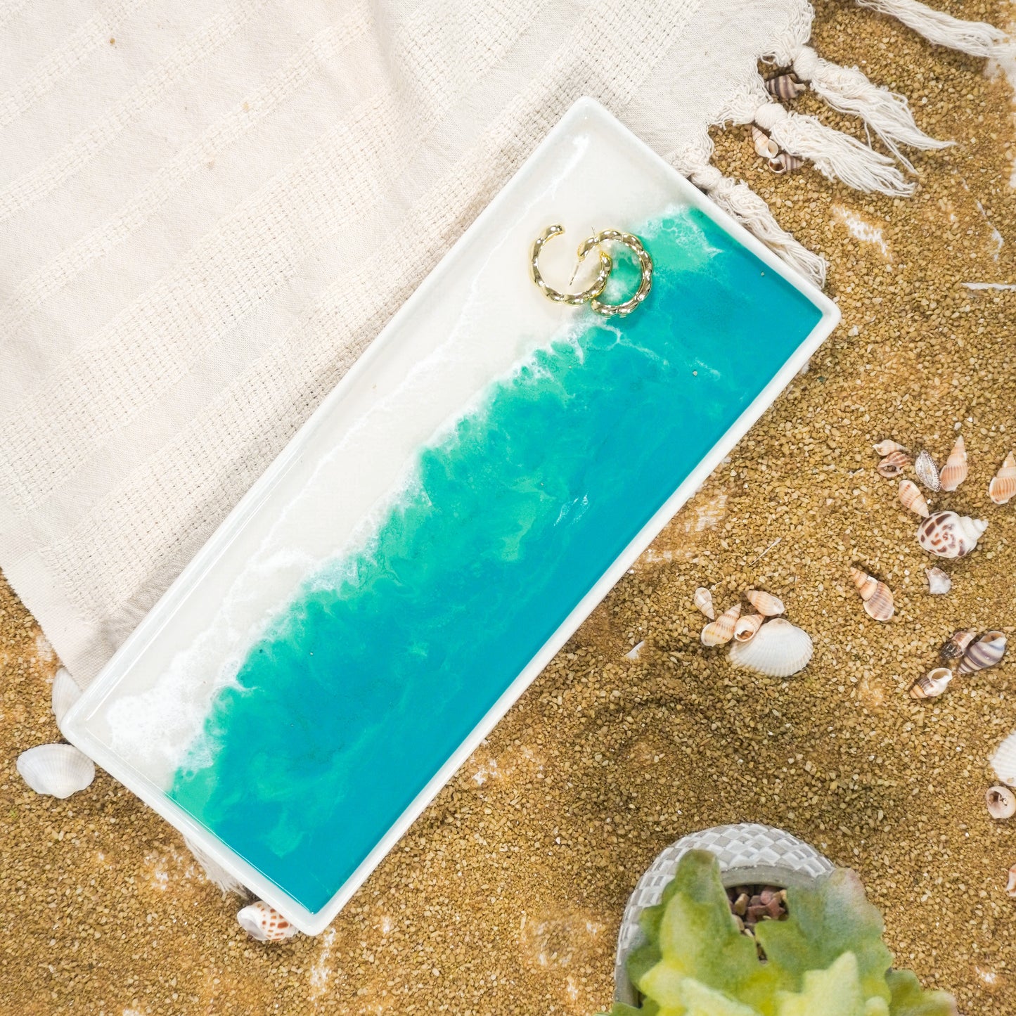 large ceramic tray accented with resin