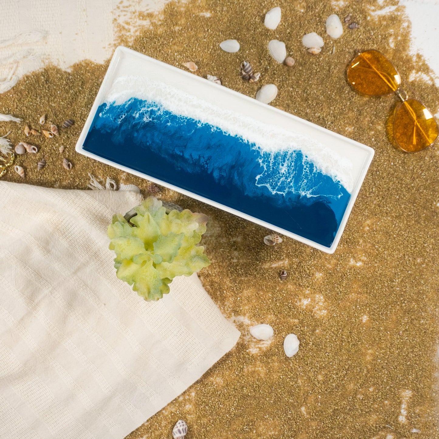 large ceramic tray accented with resin