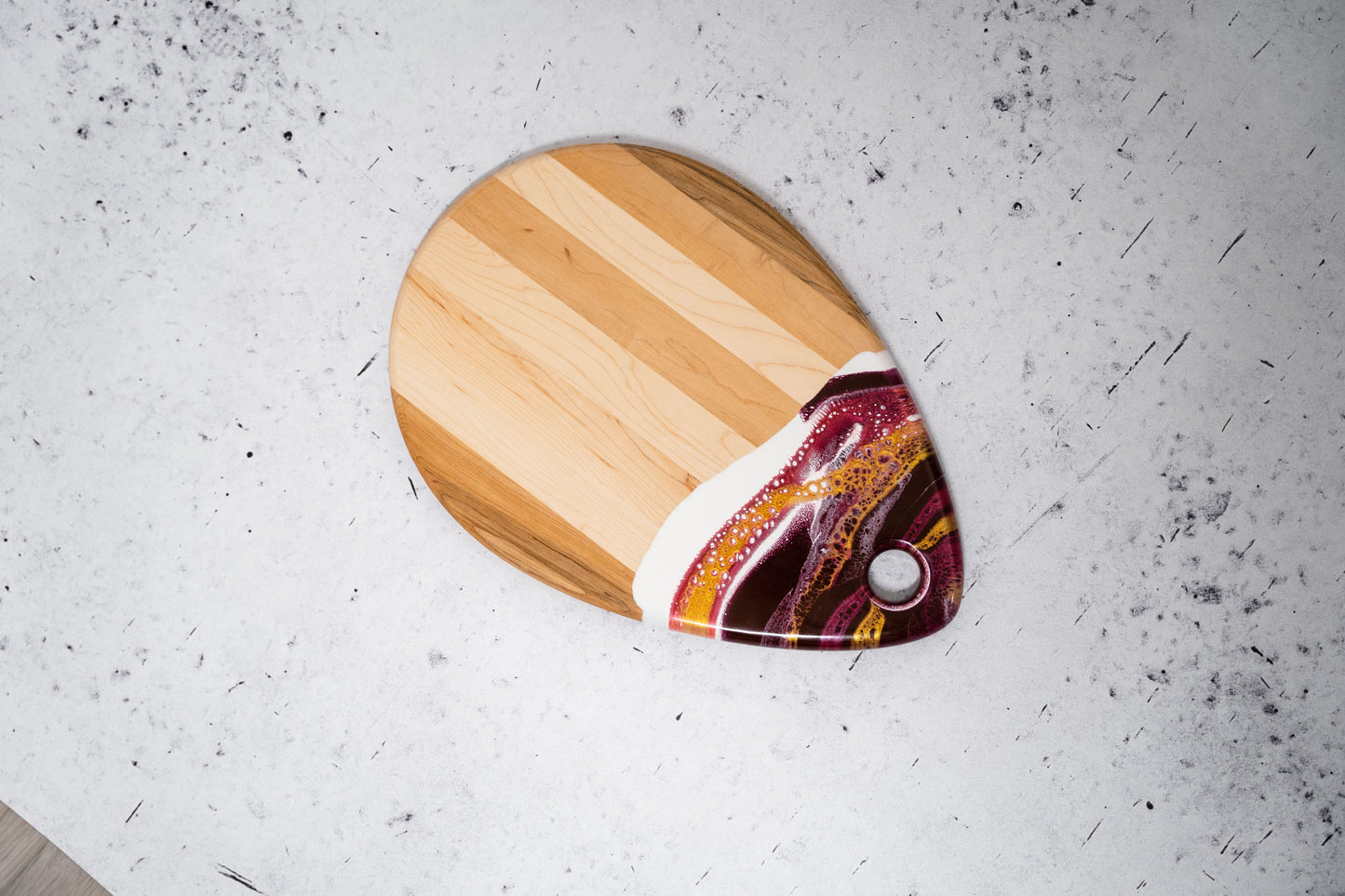 discountinued maple charcuterie board accented with resin