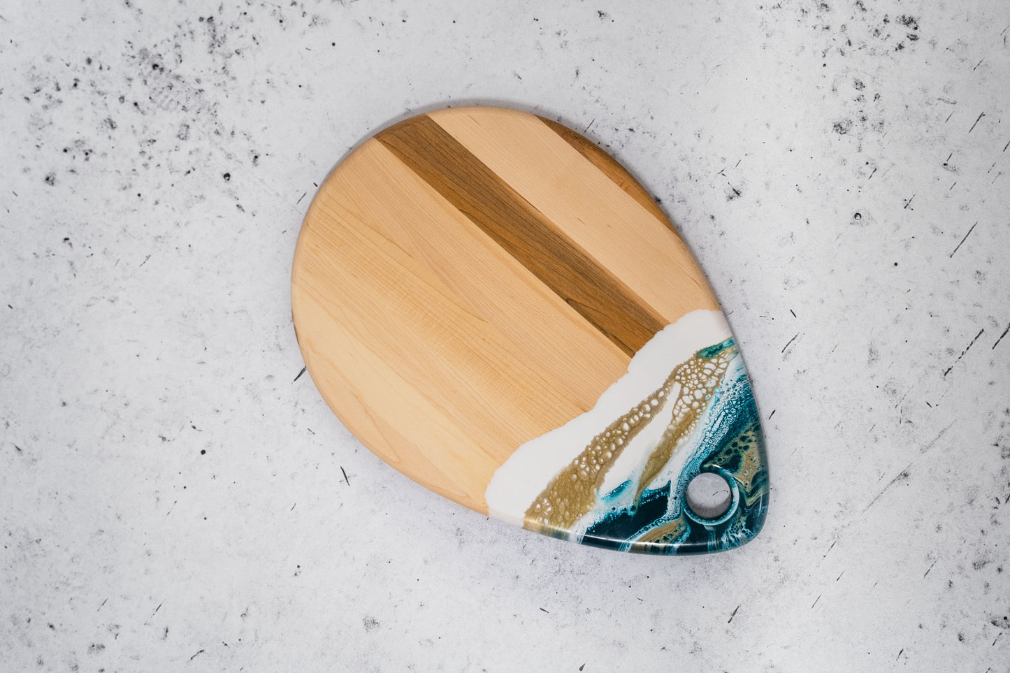 discountinued maple charcuterie board accented with resin
