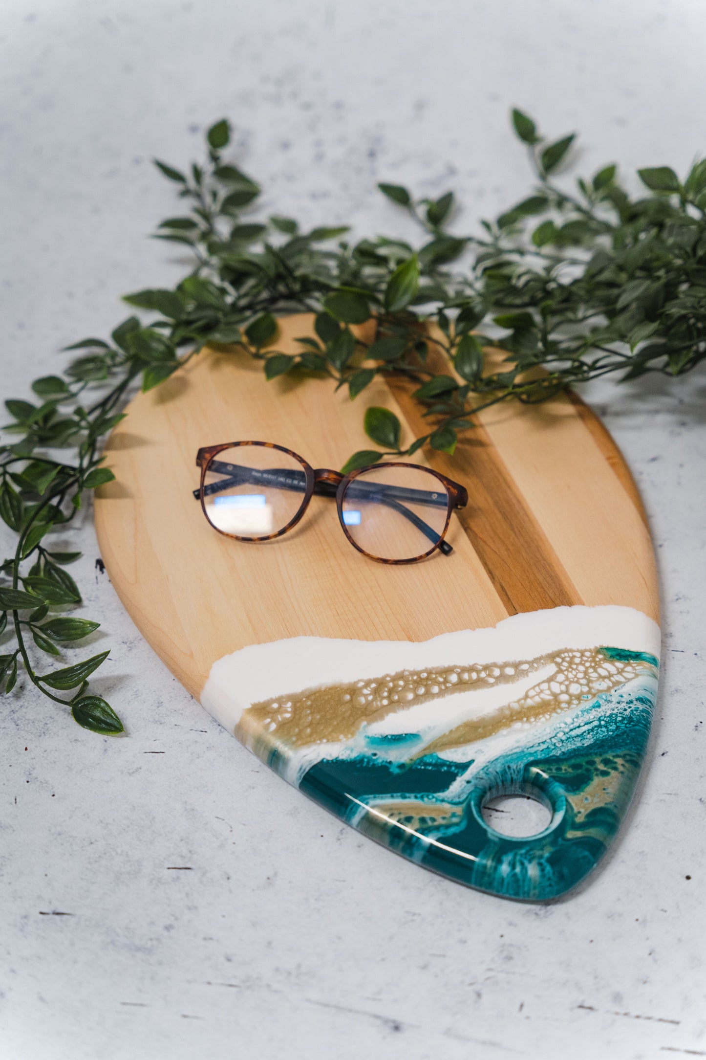 discountinued maple charcuterie board accented with resin