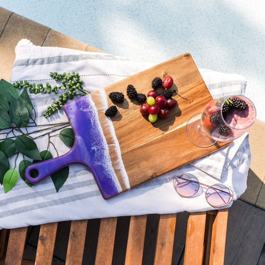 grape themed board accented with resin