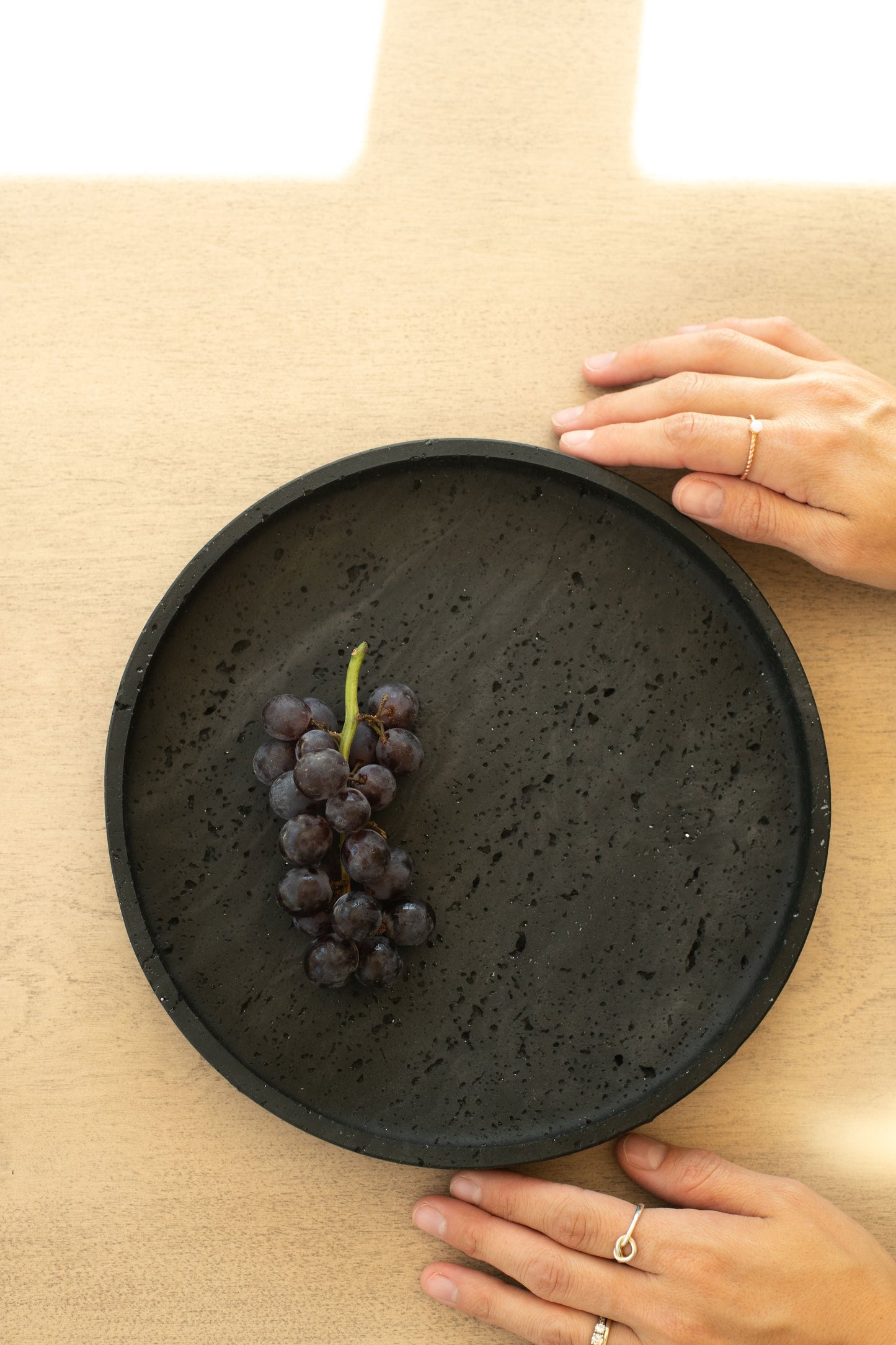Travertine and Lava Rock Round Trays