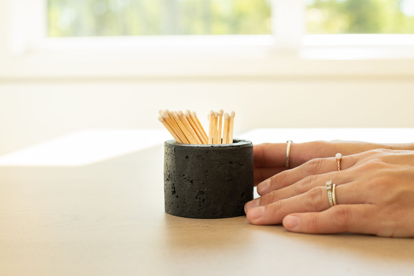 Travertine and Lava Rock Mini Vessel