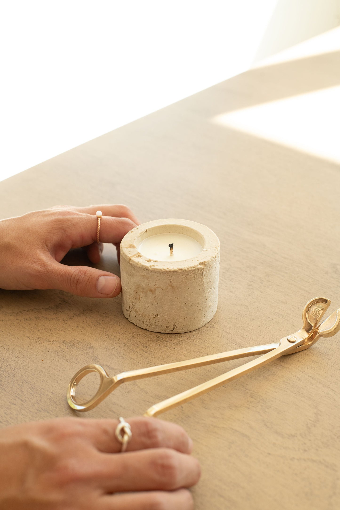 Travertine and Lava Rock Mini Candle