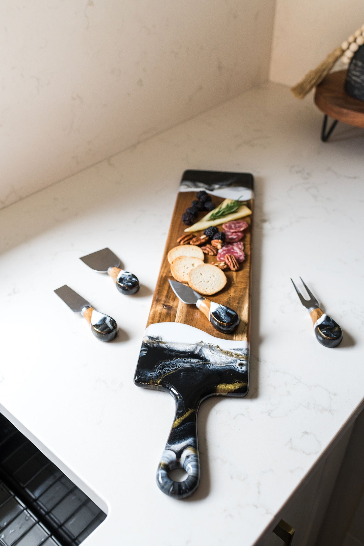 knife set set of 4 accented with resin