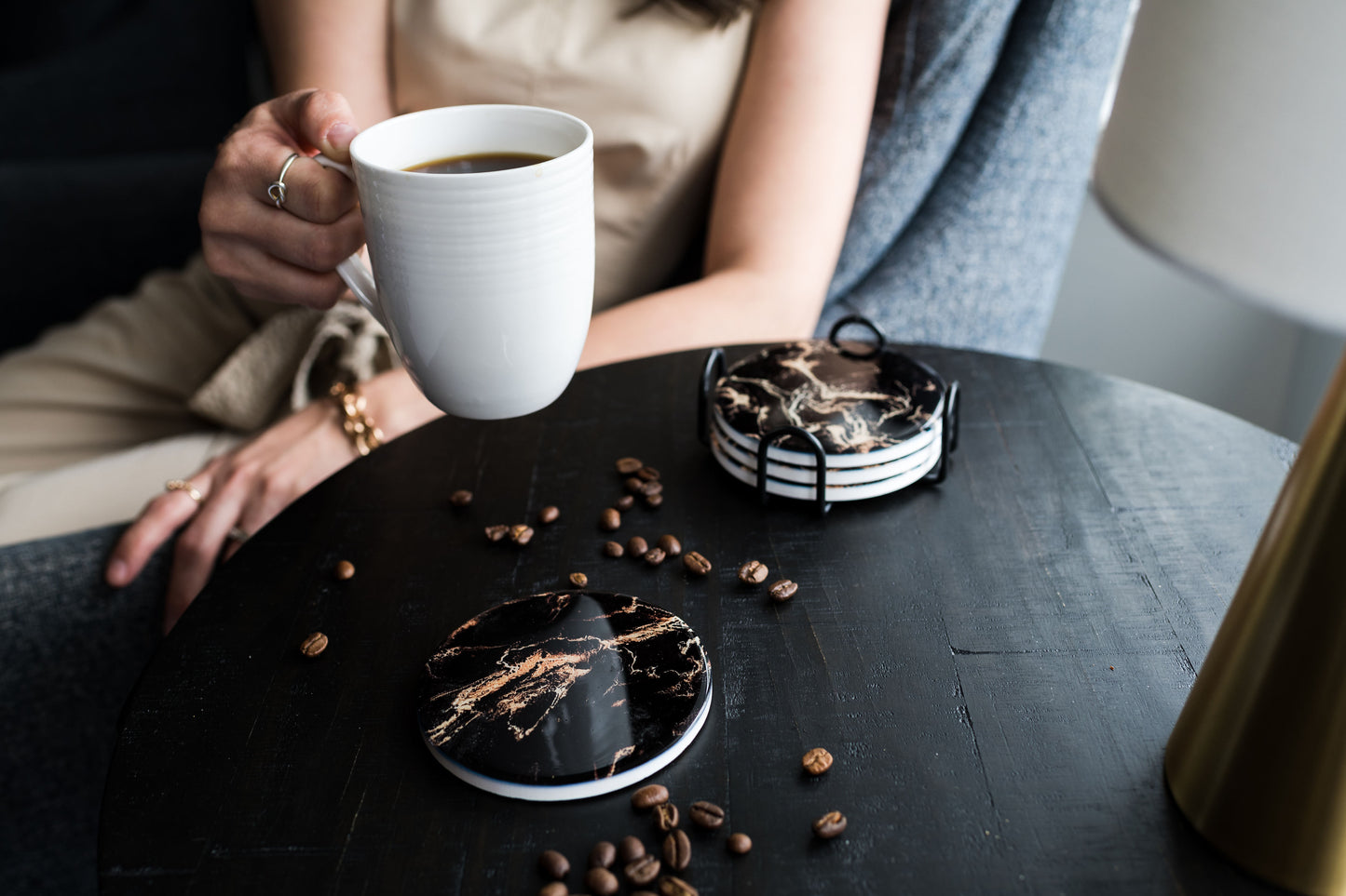 ceramic coaster accented with resin