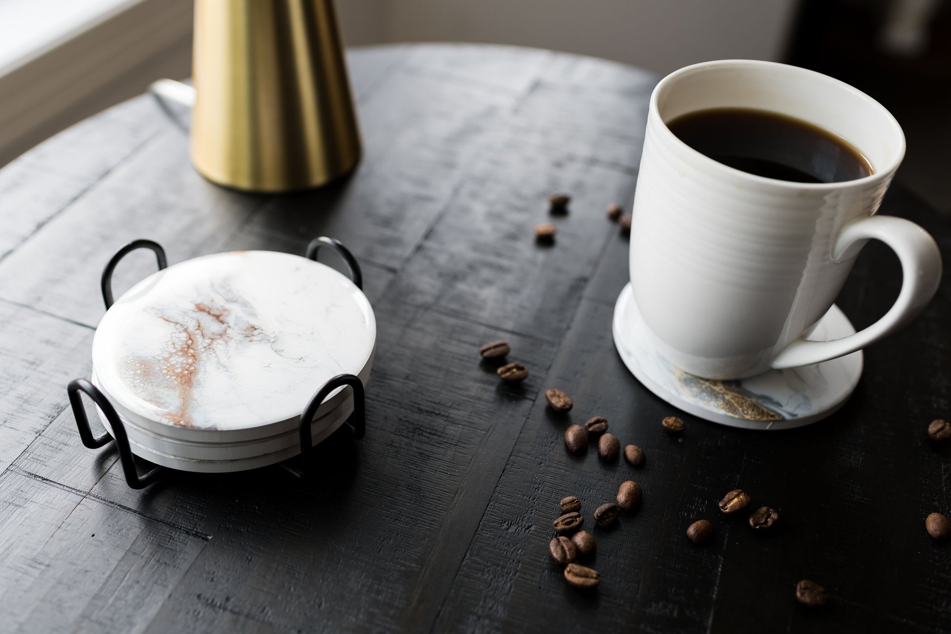 ceramic coaster accented with resin