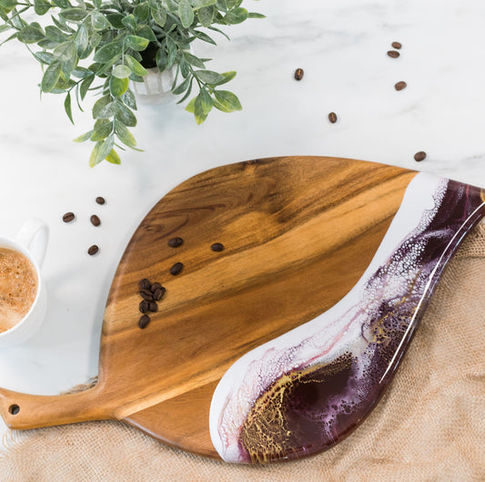 leaf board accented with resin