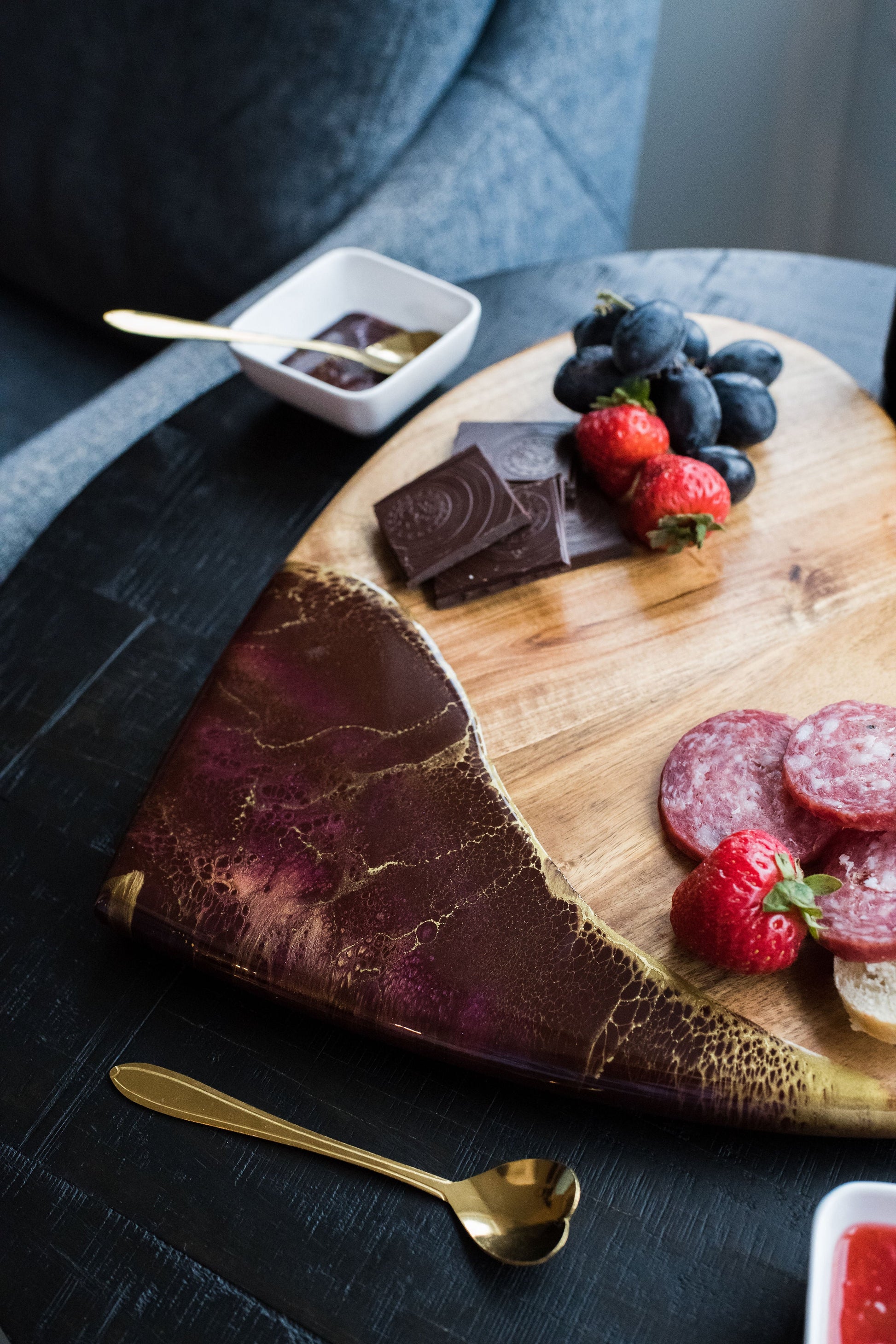 heart board for valentines day accented with resin