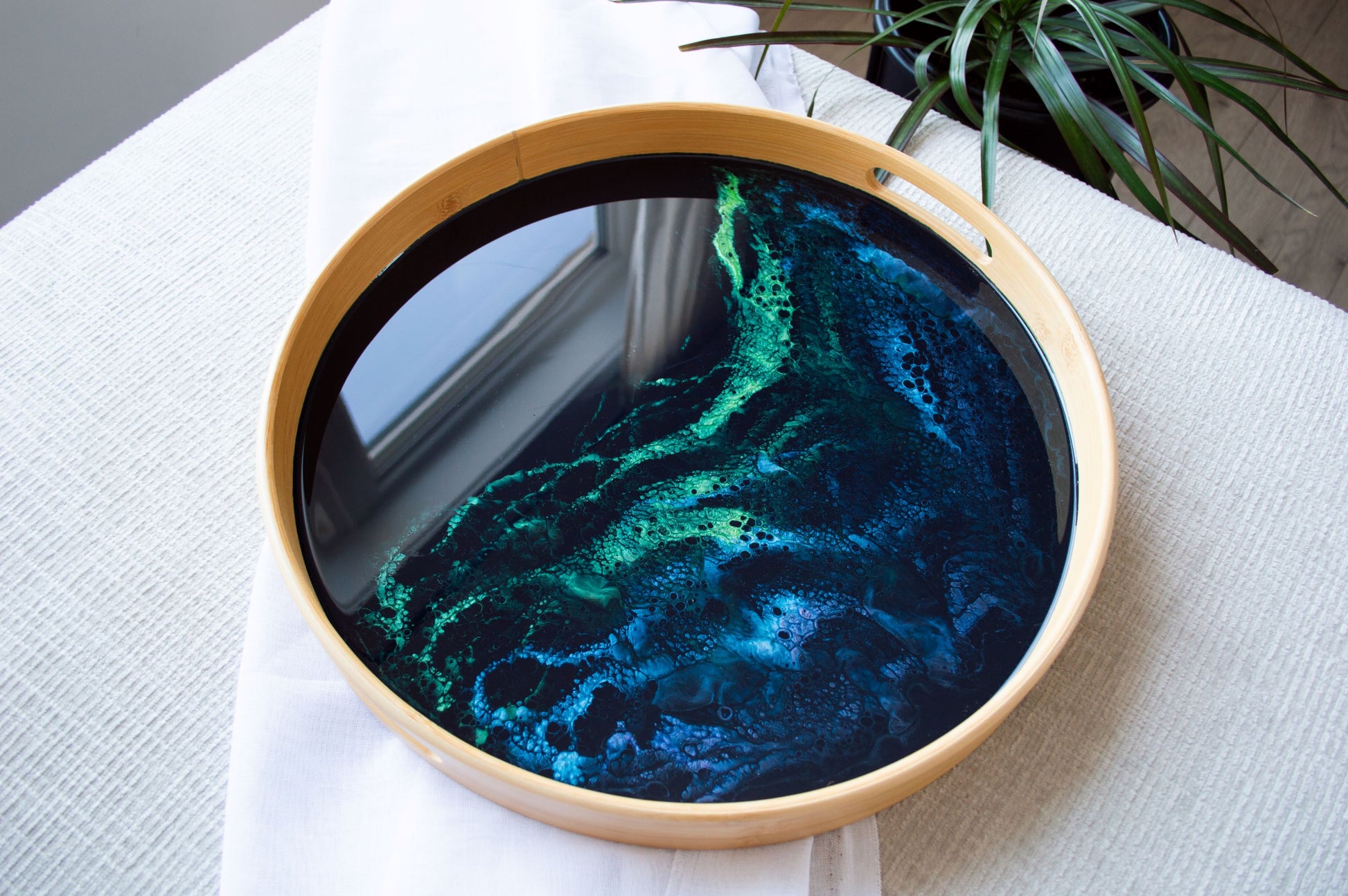 Northern lights bamboo serving tray