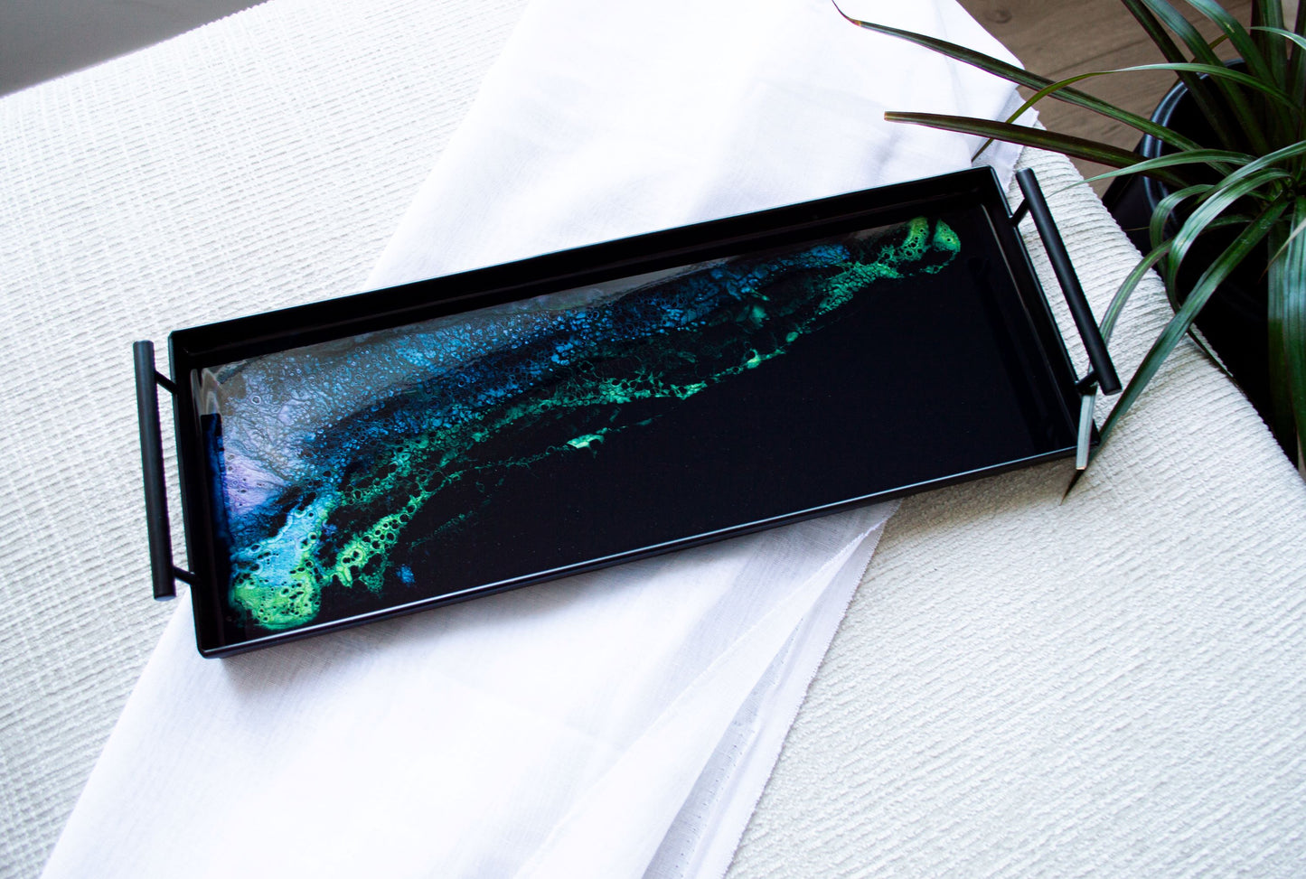 Northern lights rectangle metal tray