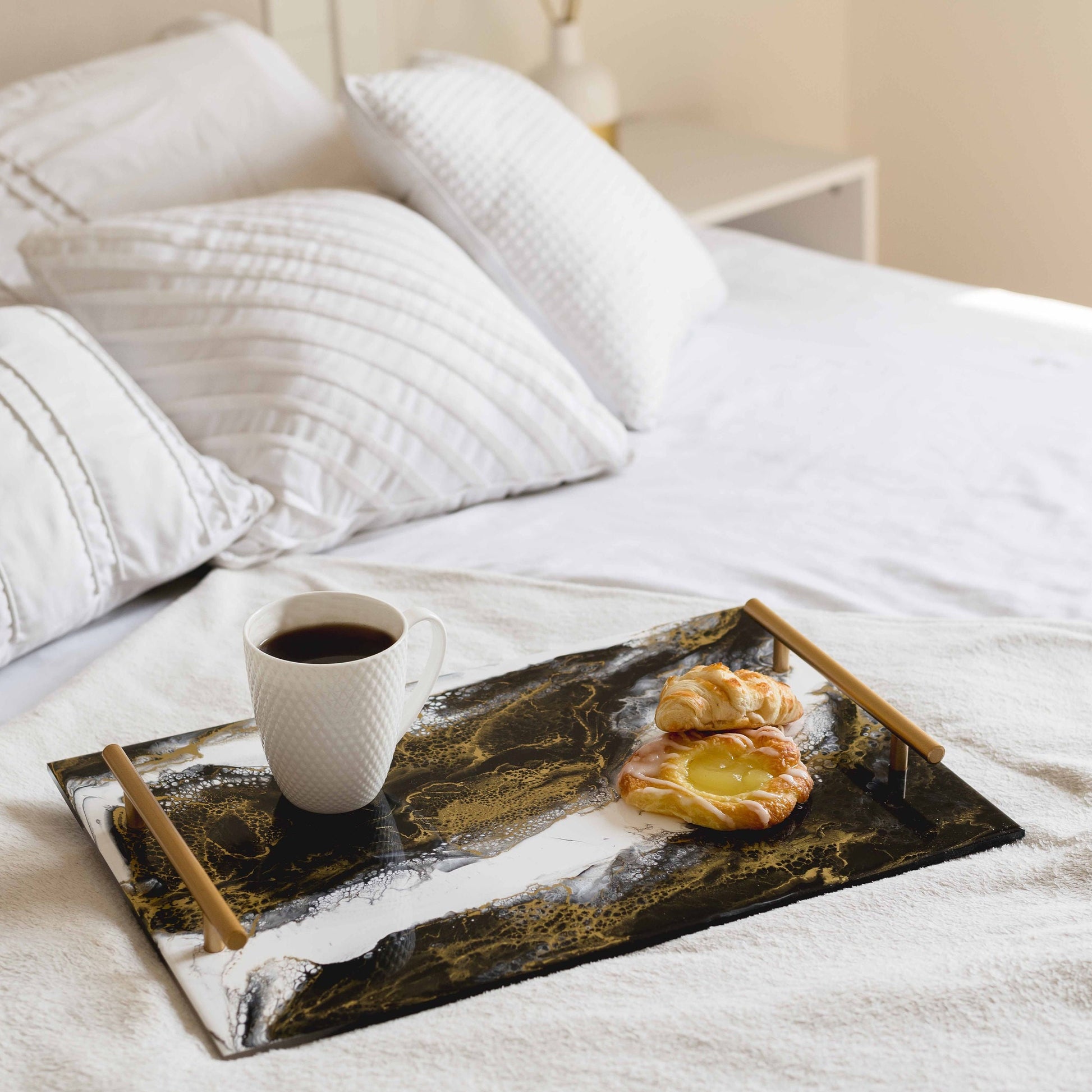 acrylic serving tray accented with resin