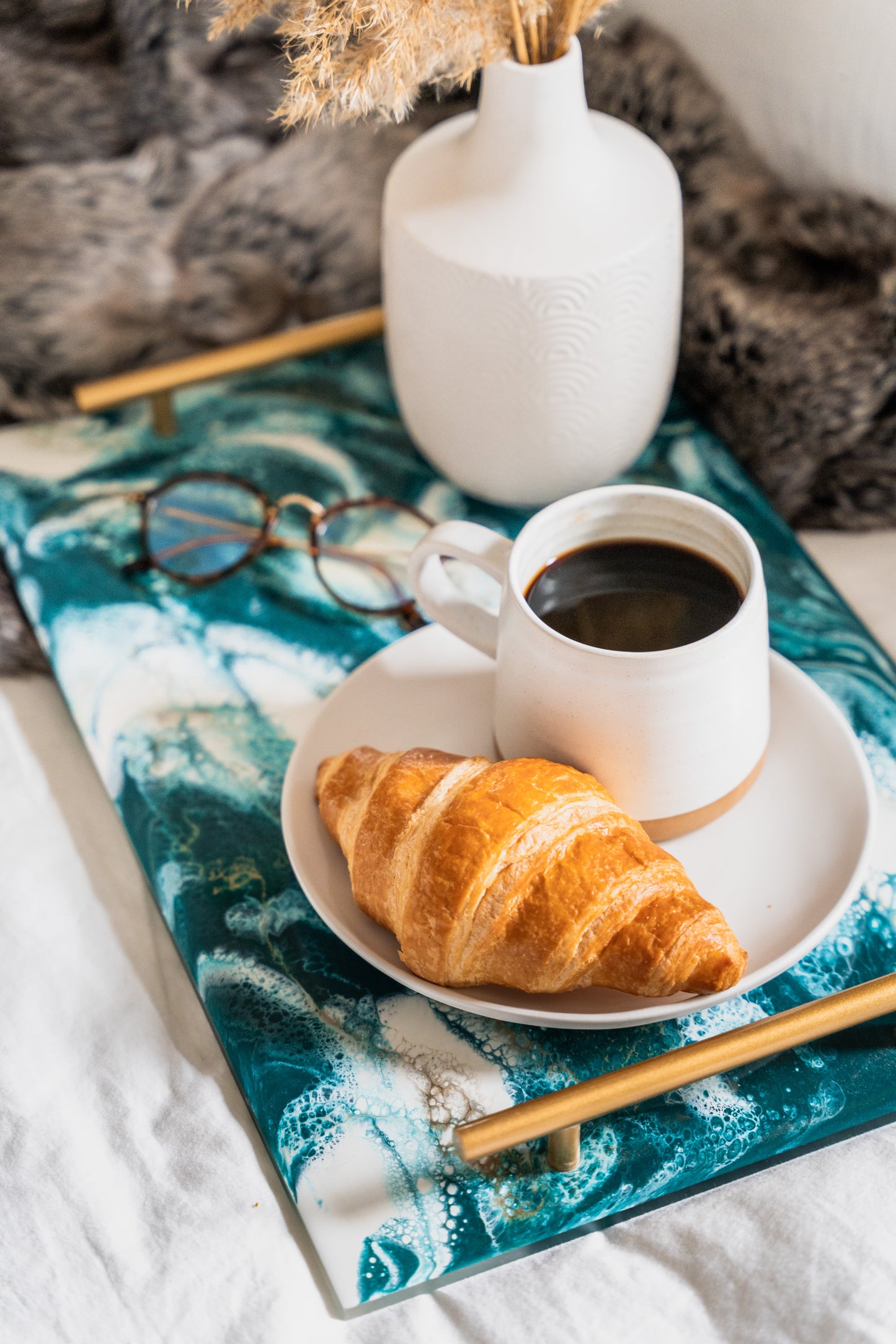 discontinued serving tray accented with resin