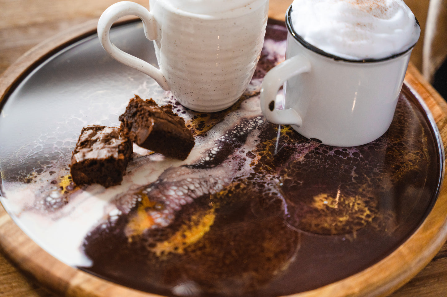 discontinued serving tray accented with resin