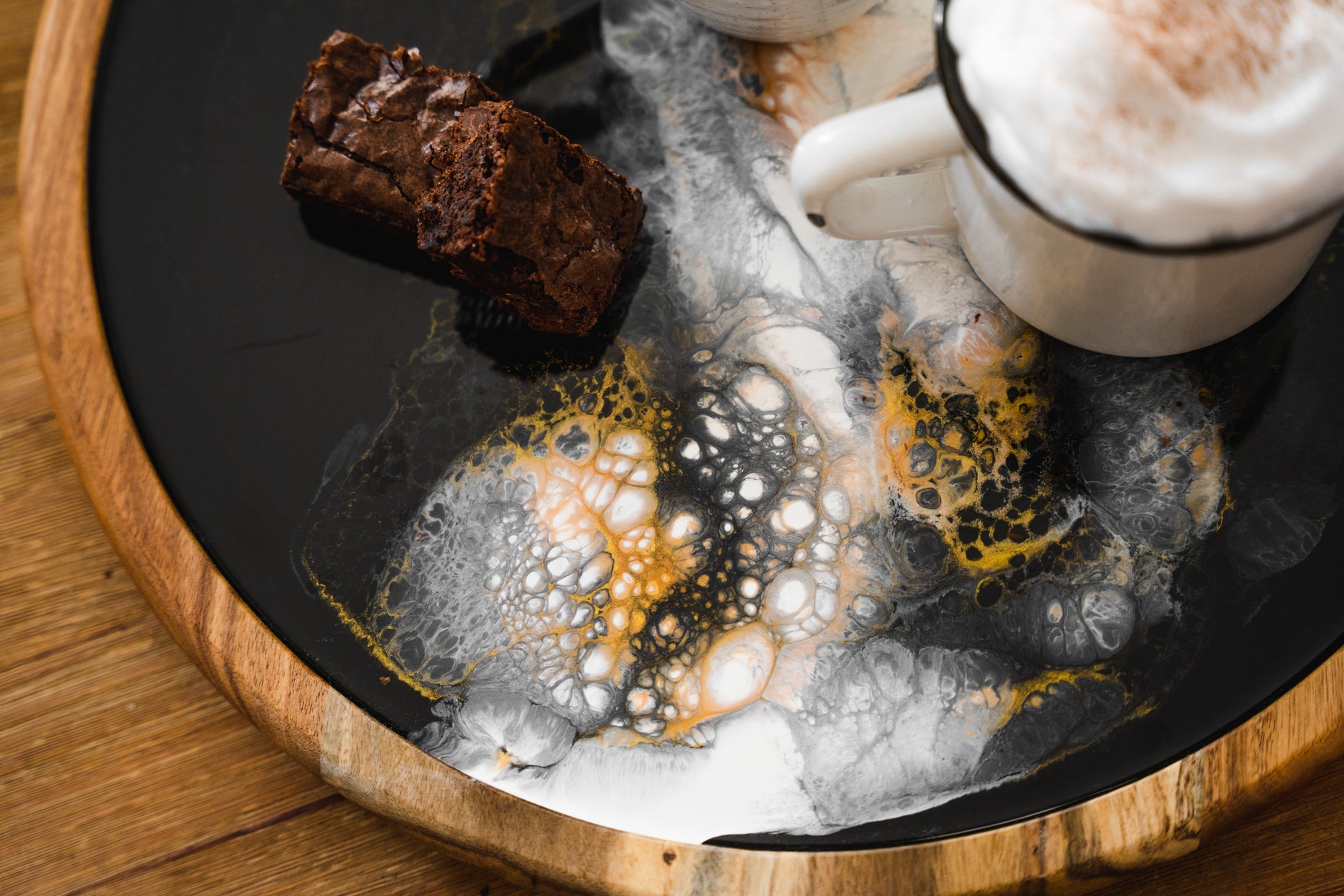 discontinued serving tray accented with resin