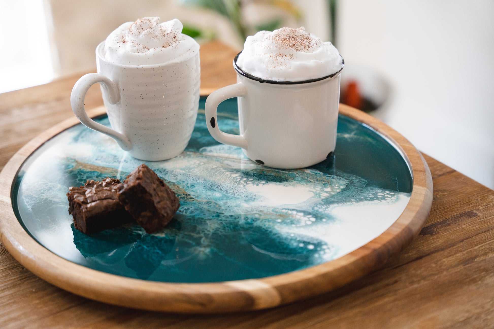 discontinued serving tray accented with resin