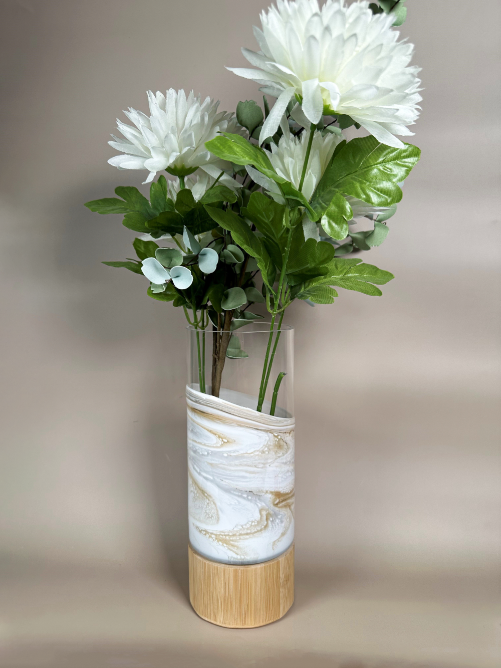 NEW!!! Resin Accented Vase with Bamboo Base