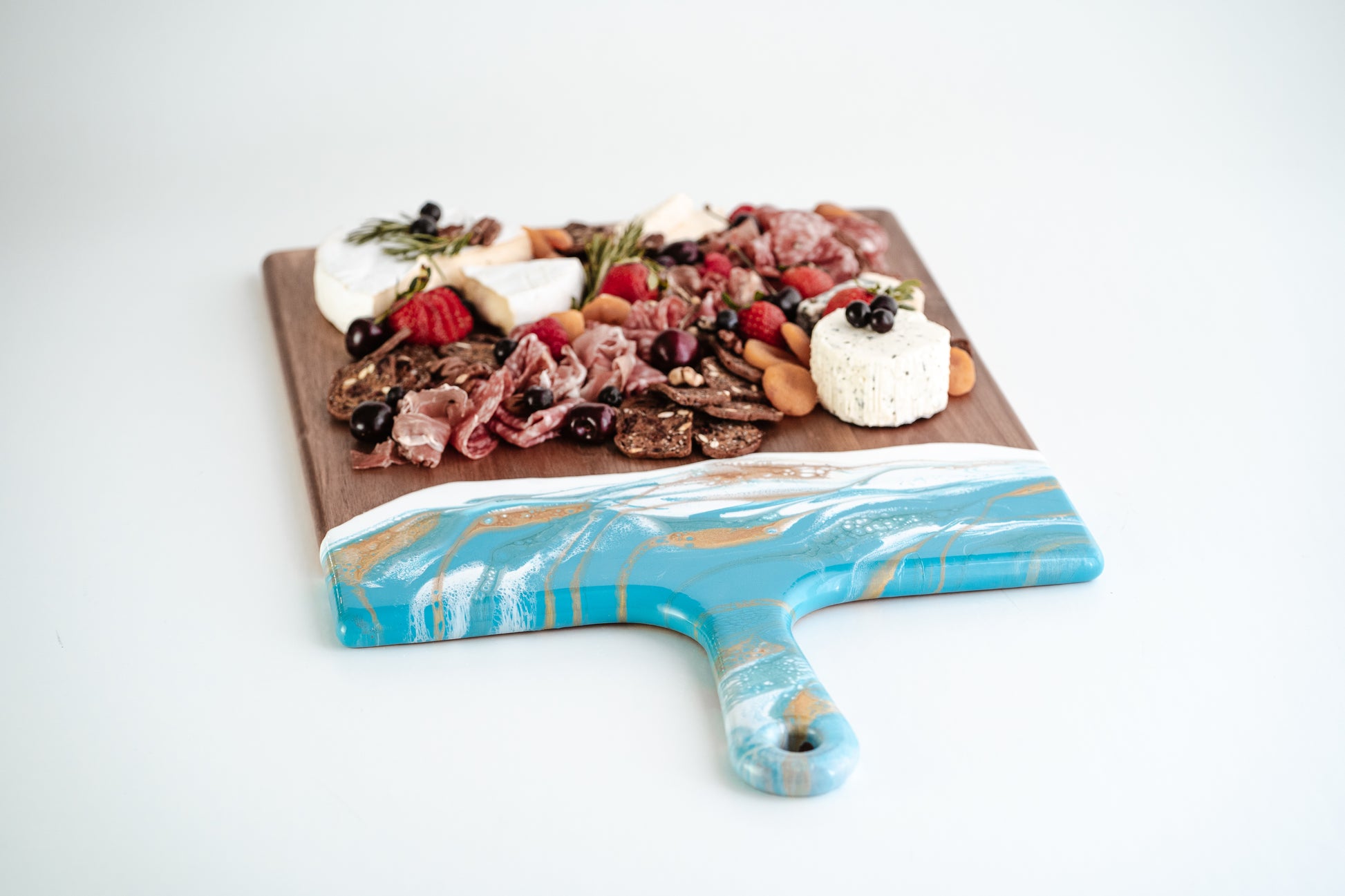 xl acacia cheese board accented with resin