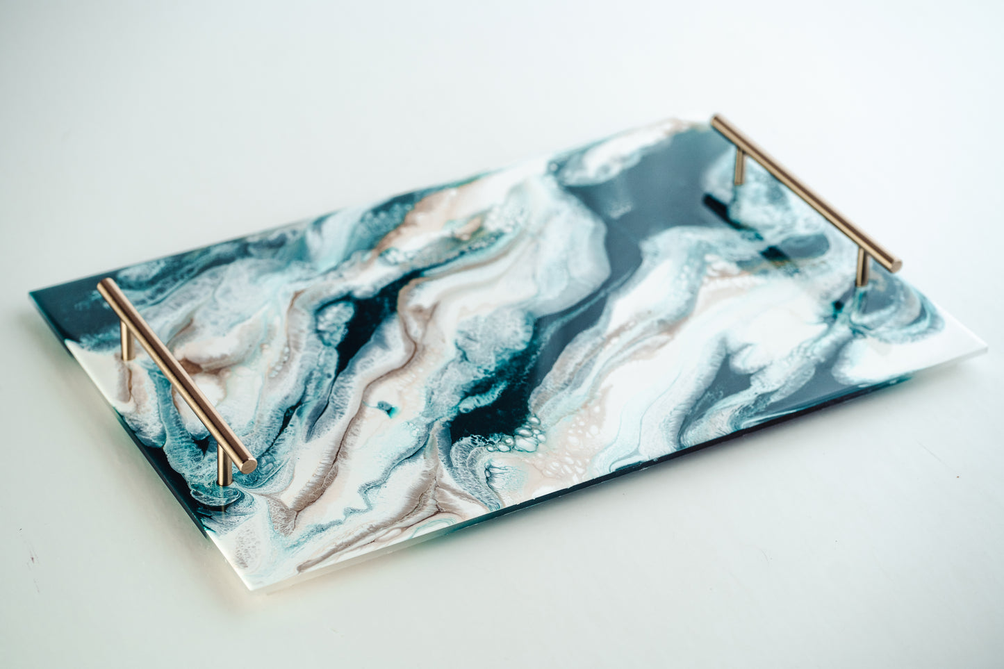 discontinued serving tray accented with resin