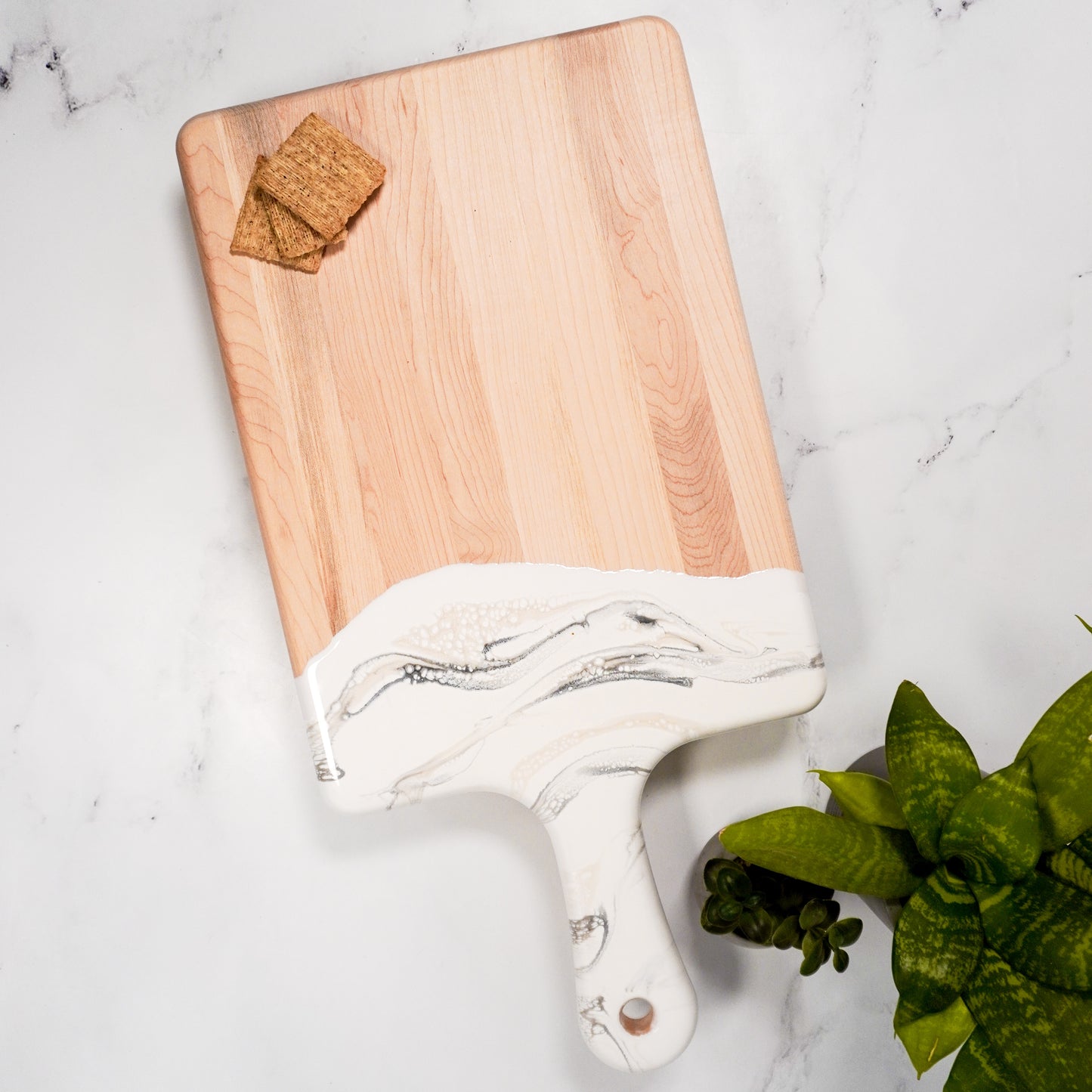 discountinued maple charcuterie board accented with resin