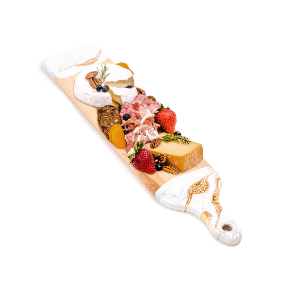 discountinued maple charcuterie board accented with resin