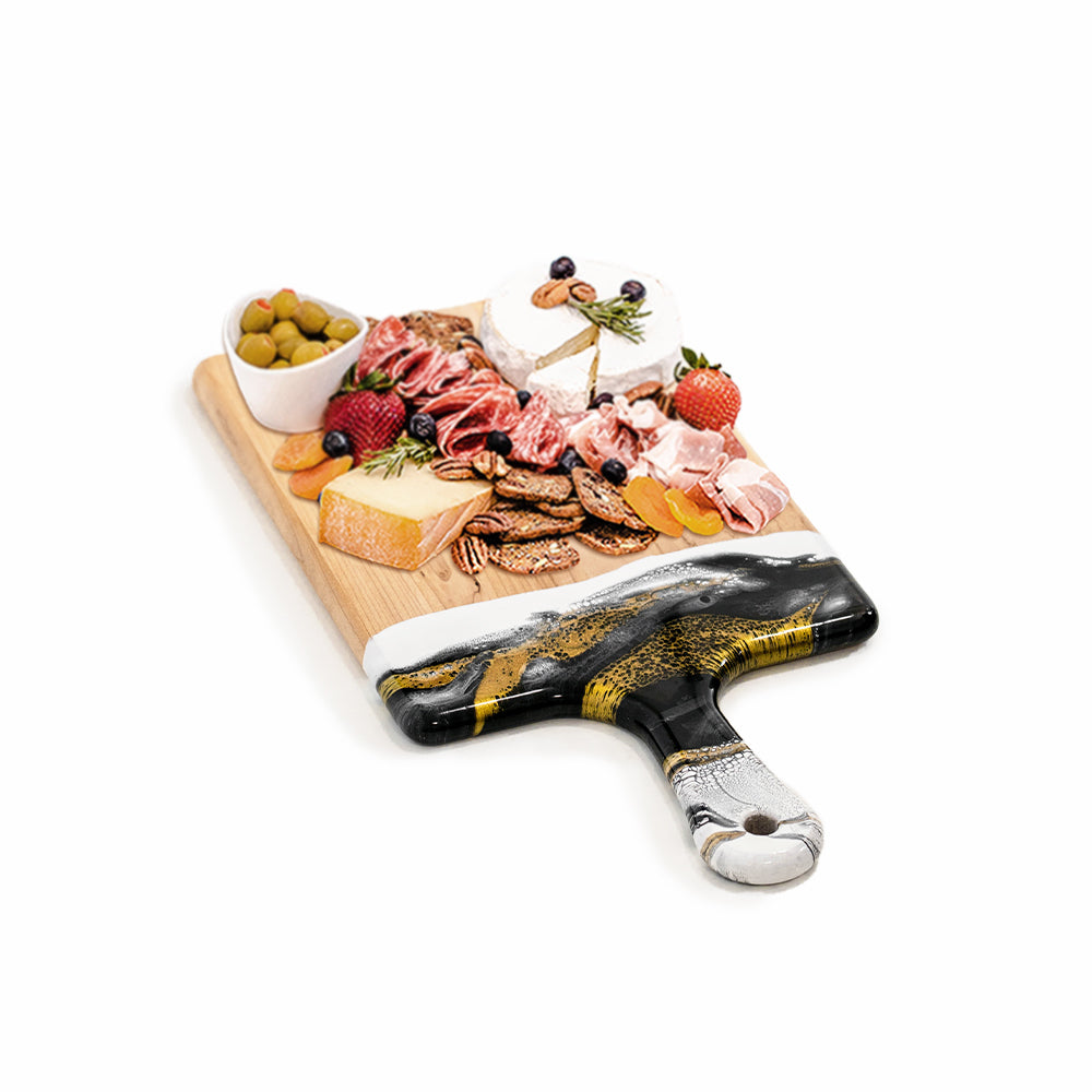 discountinued maple charcuterie board accented with resin