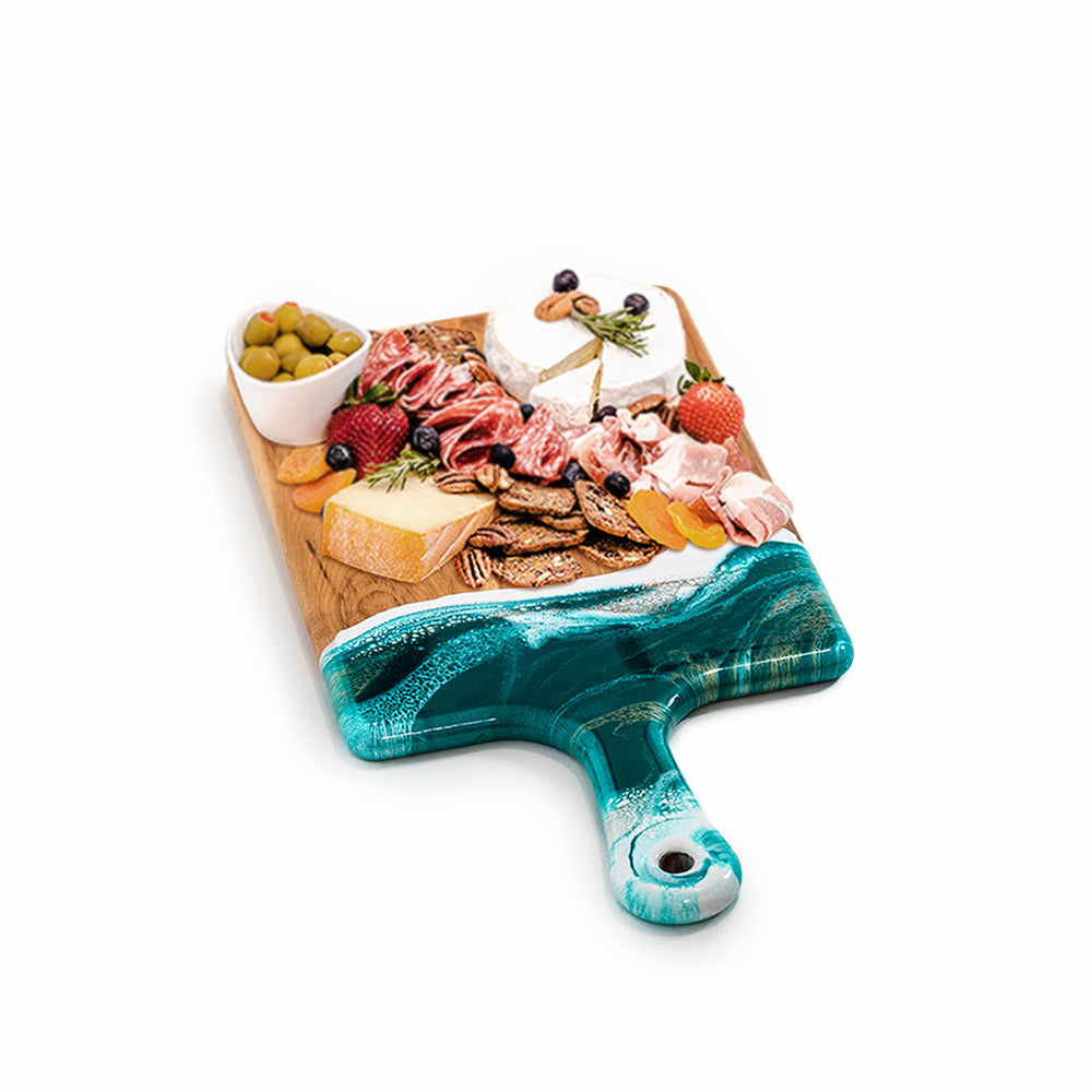 discountinued maple charcuterie board accented with resin