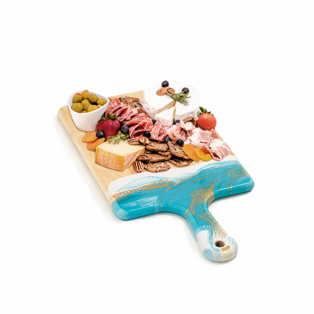 discountinued maple charcuterie board accented with resin