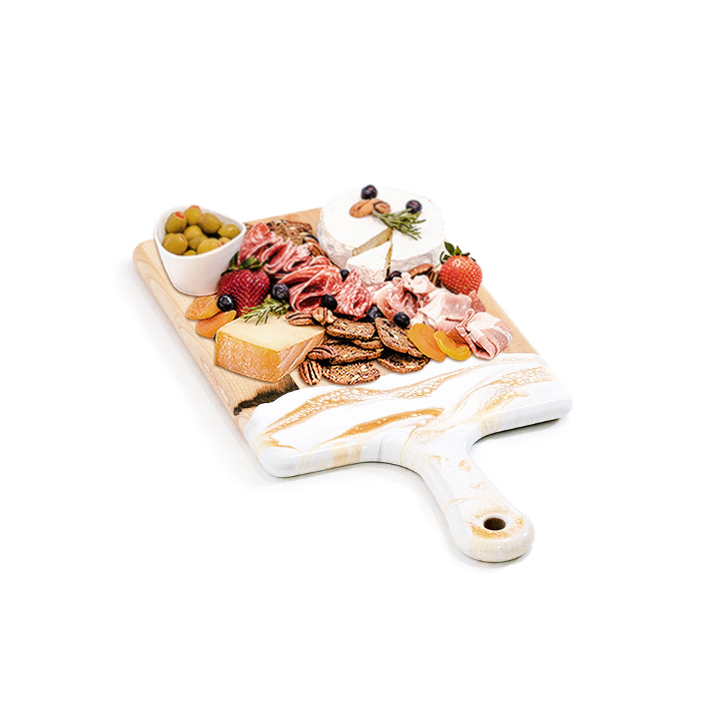 discountinued maple charcuterie board accented with resin