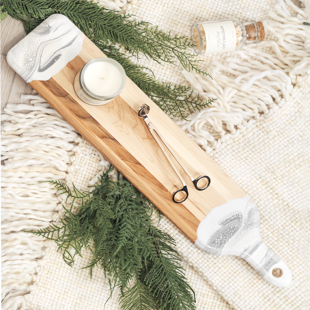 discountinued maple charcuterie board accented with resin