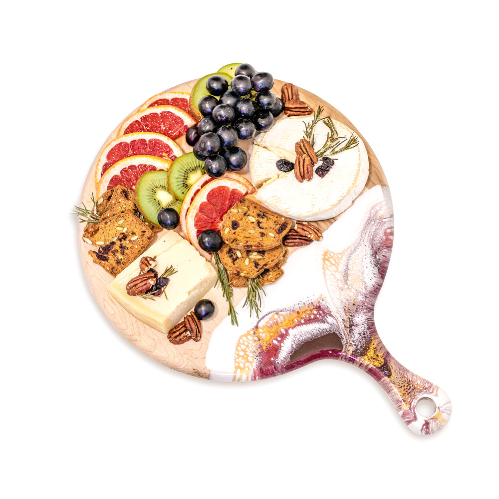 discountinued maple charcuterie board accented with resin