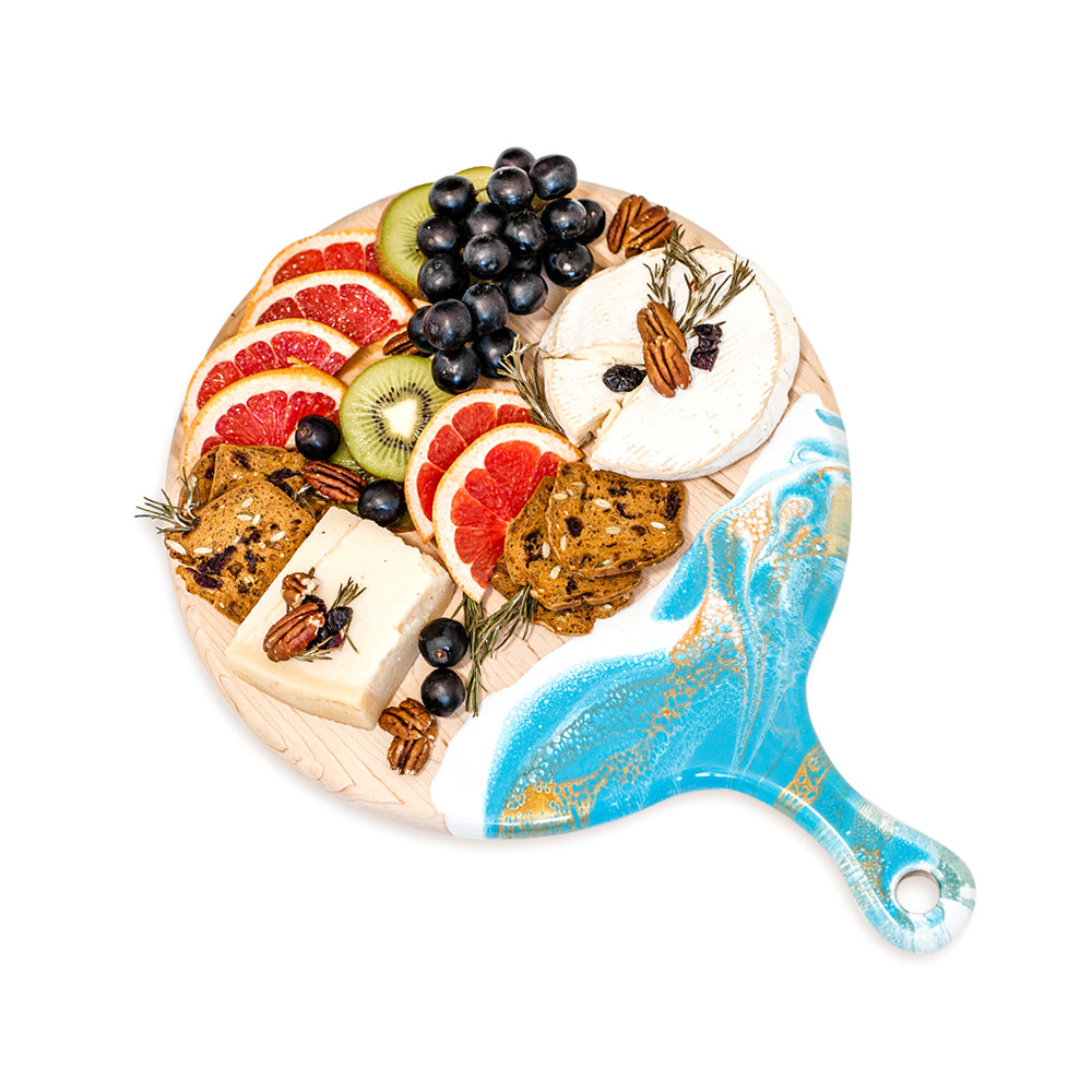 discountinued maple charcuterie board accented with resin