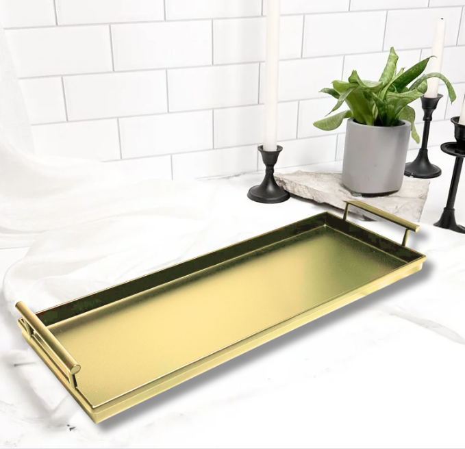 black rectangle metal tray