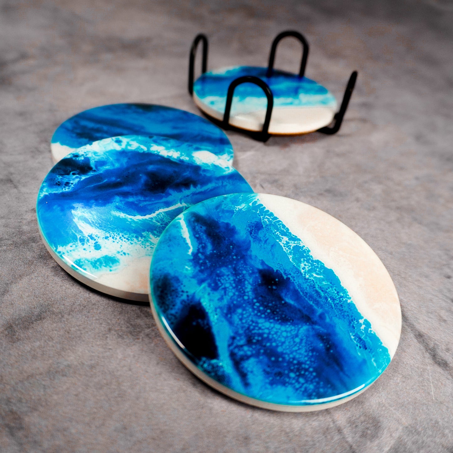 ceramic coaster accented with resin
