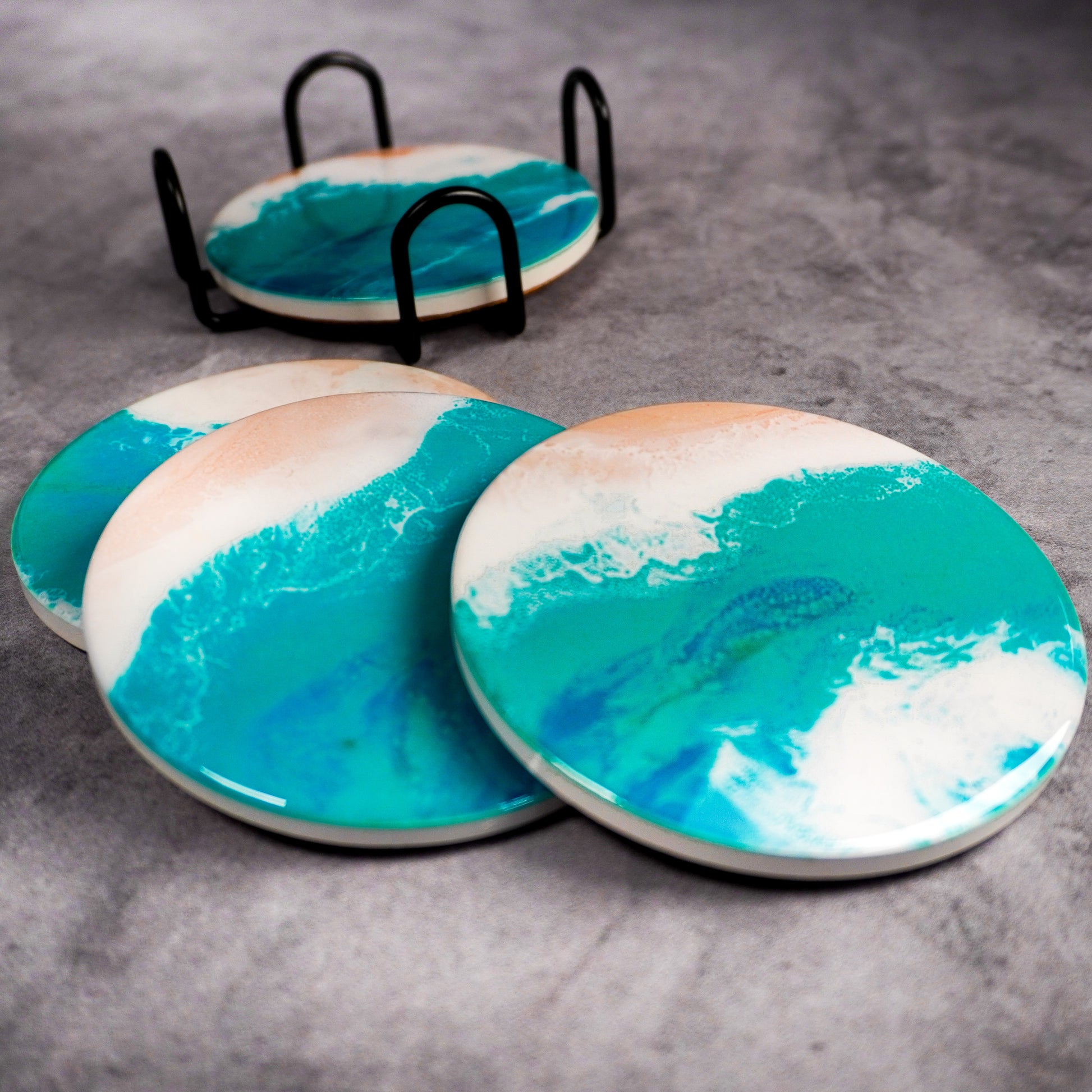 ceramic coaster accented with resin