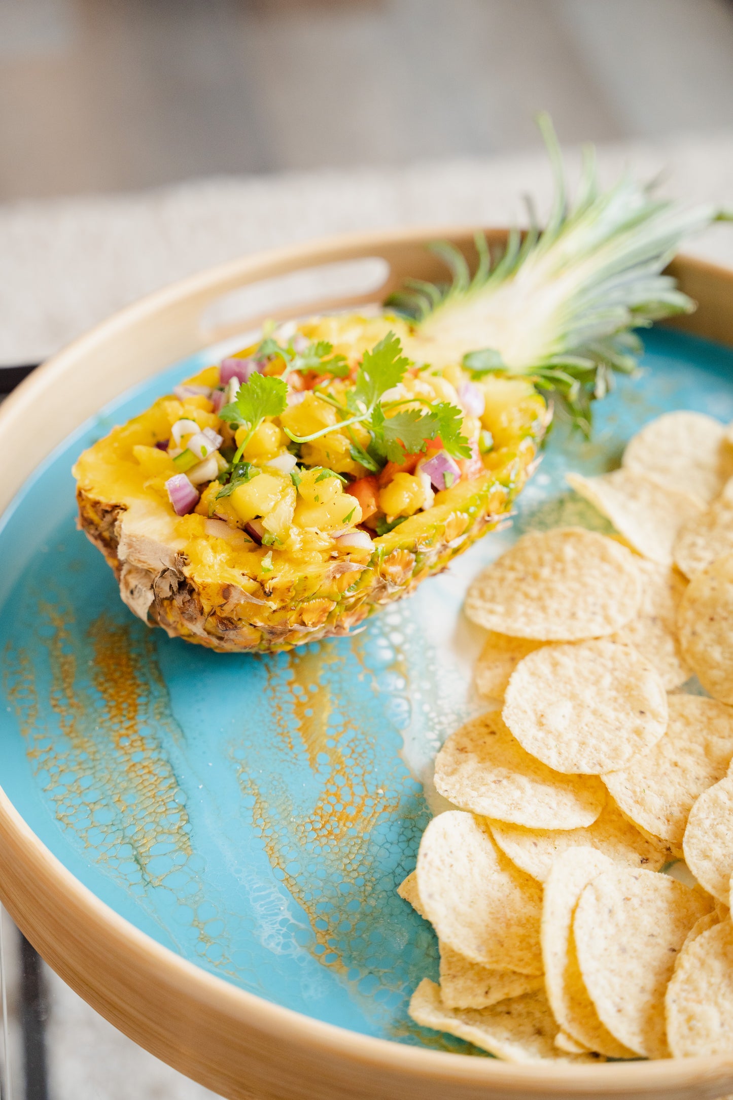 discontinued serving tray accented with resin