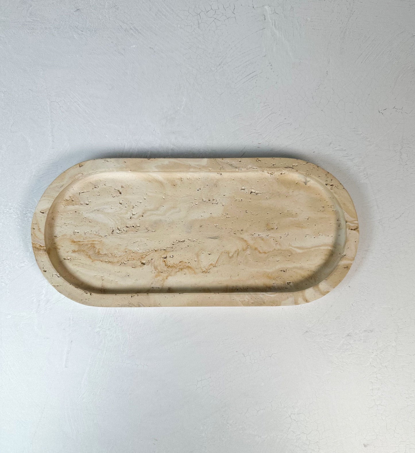 Travertine and Lava Rock Oval Trays