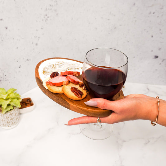 wine and appertizer tray accented with resin