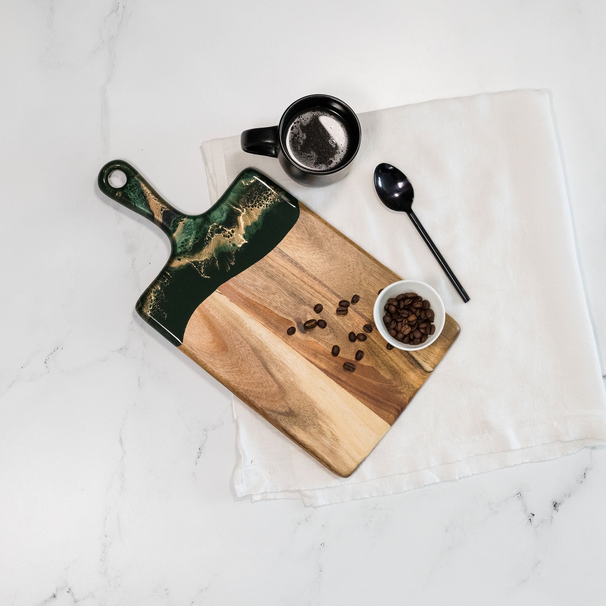 medium acacia cheese board accented with resin