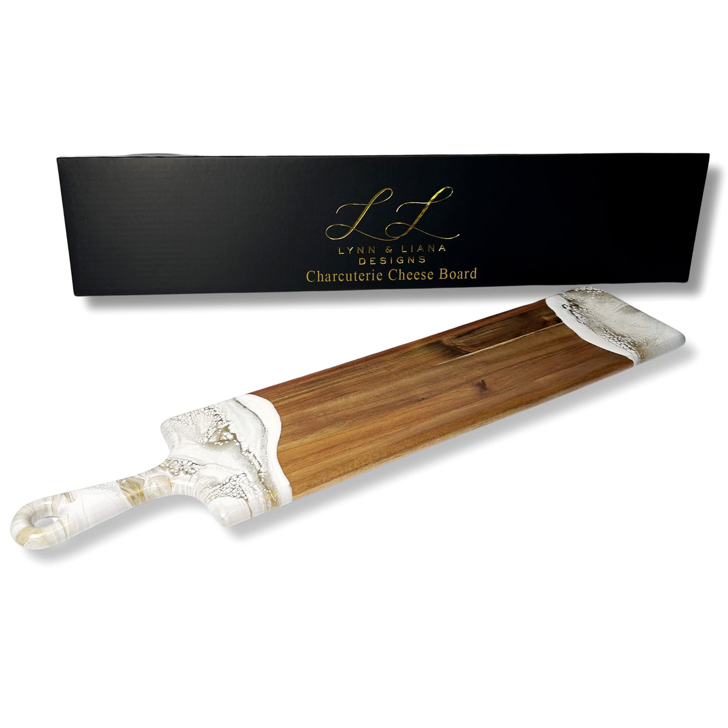 baguette acacia board accented with resin