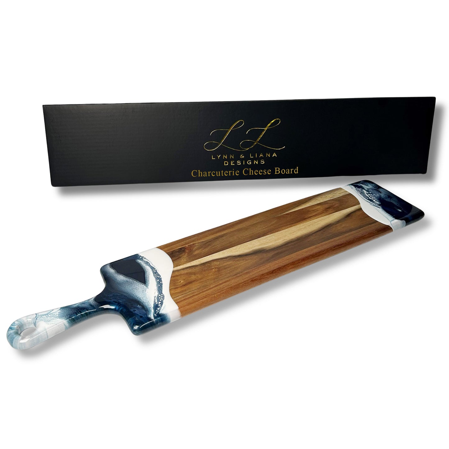 baguette acacia board accented with resin