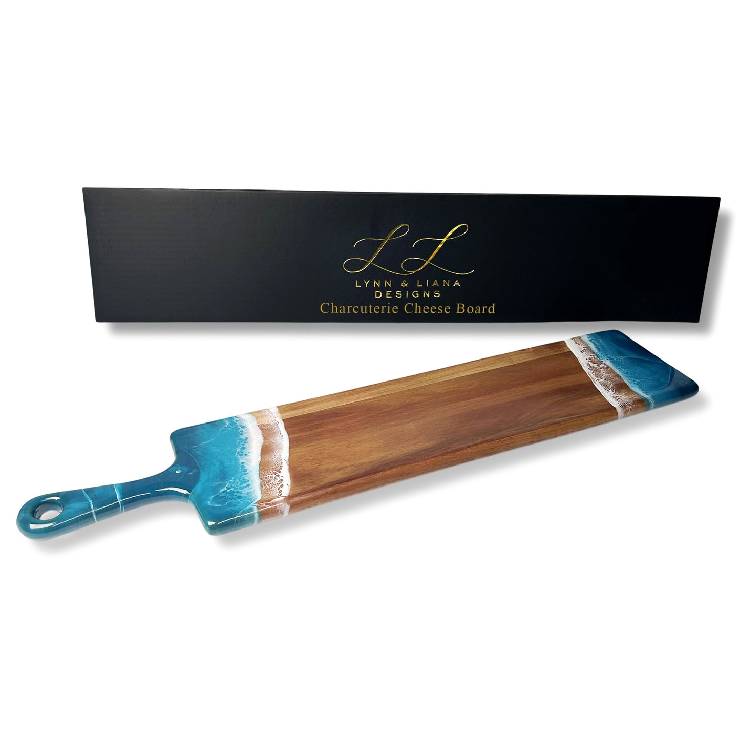 baguette acacia board accented with resin