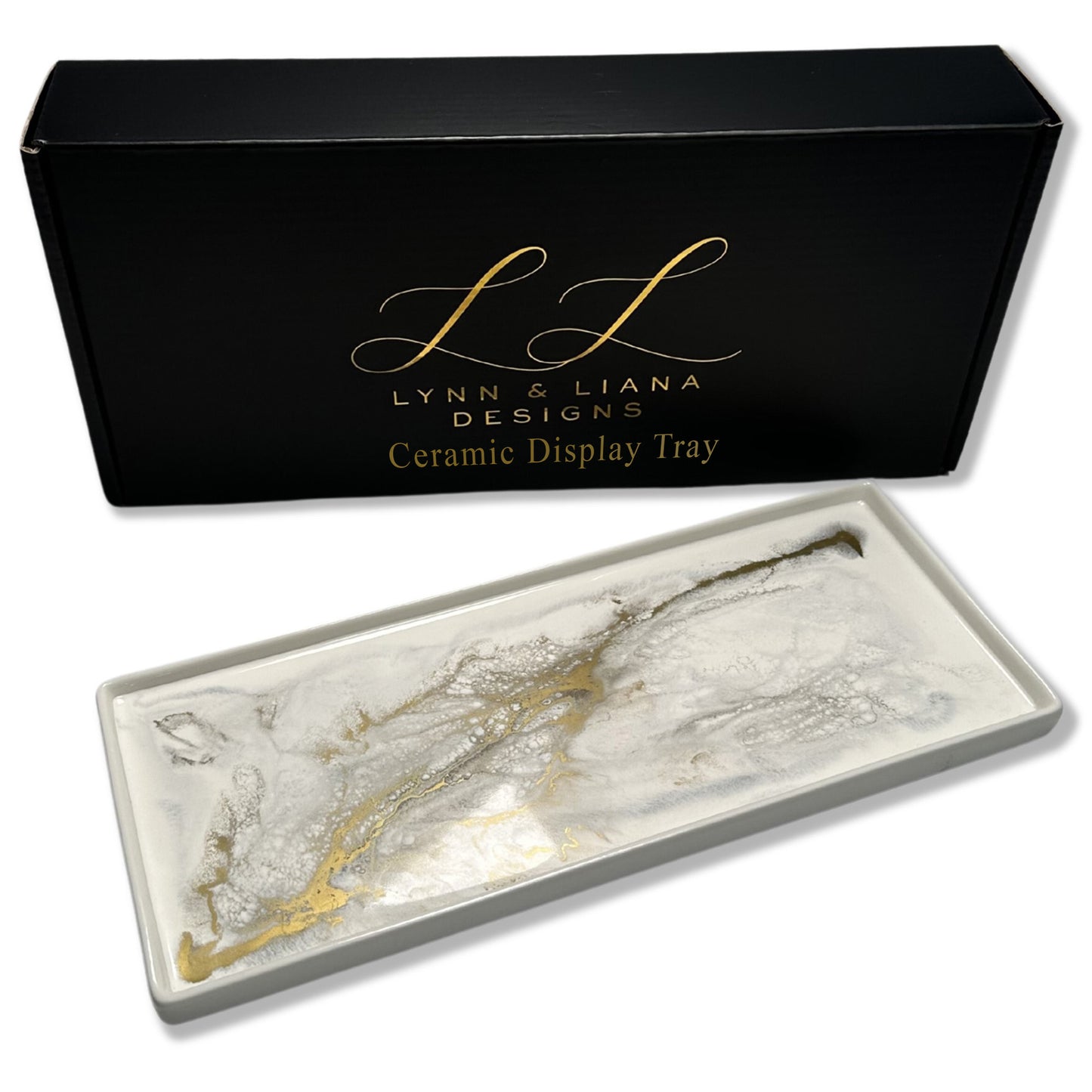 large ceramic tray accented with resin