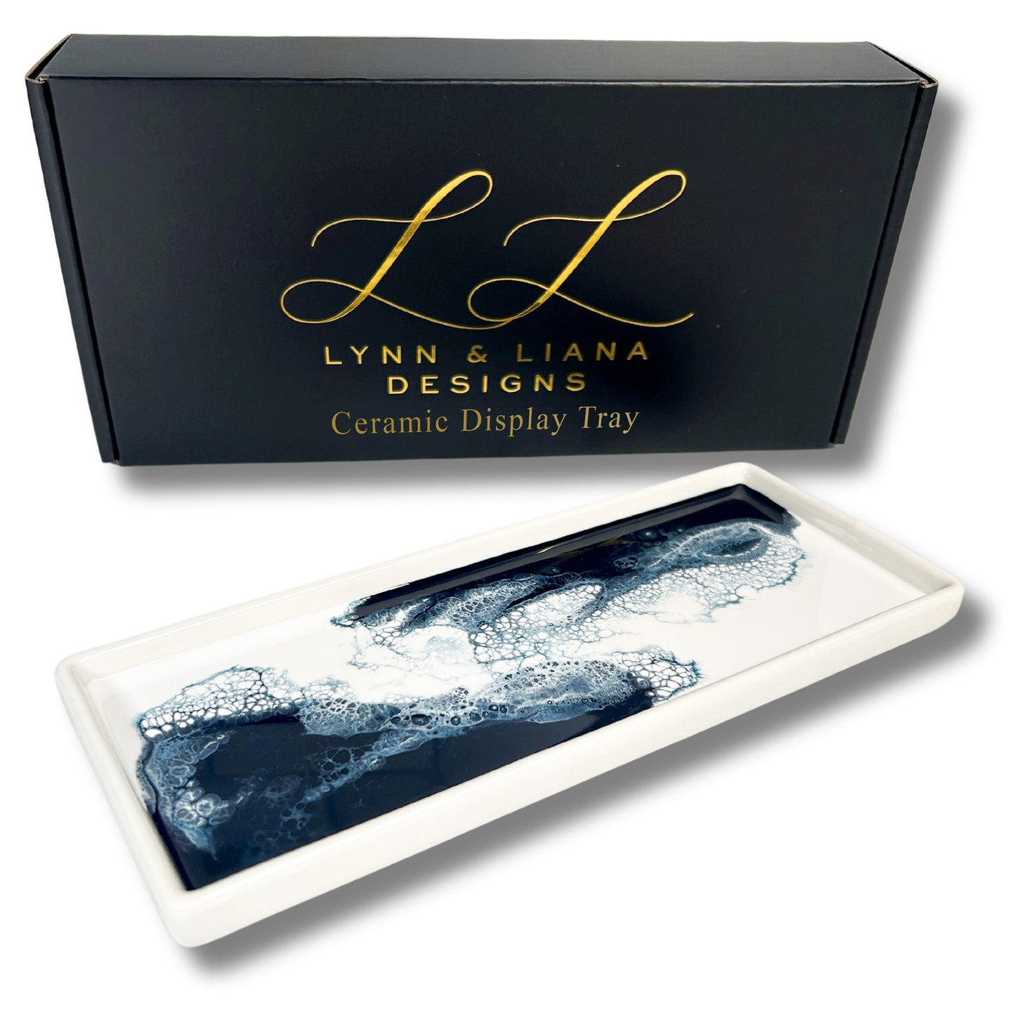 large ceramic tray accented with resin
