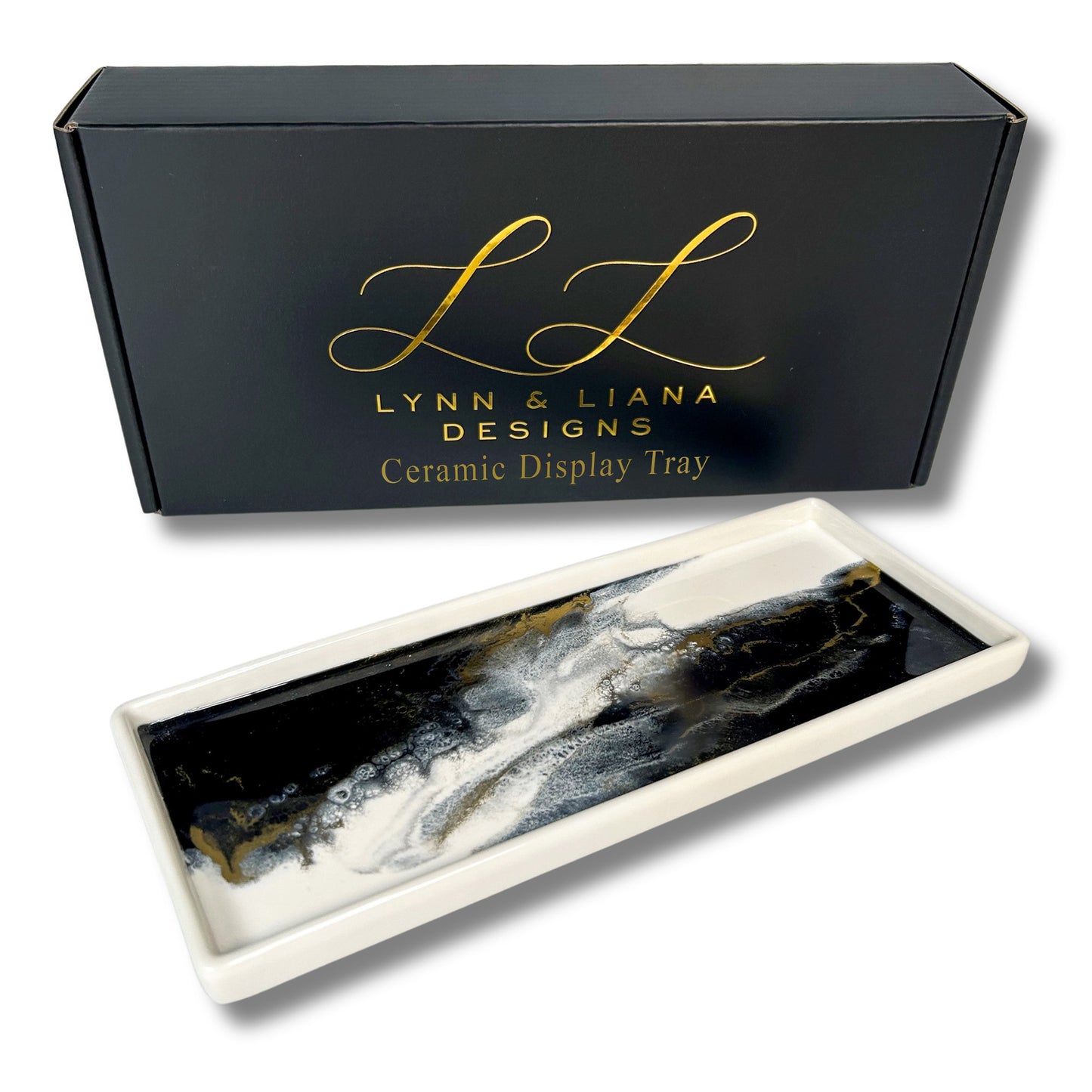 large ceramic tray accented with resin